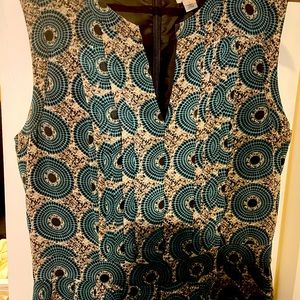 Teal print pleated summer dress
